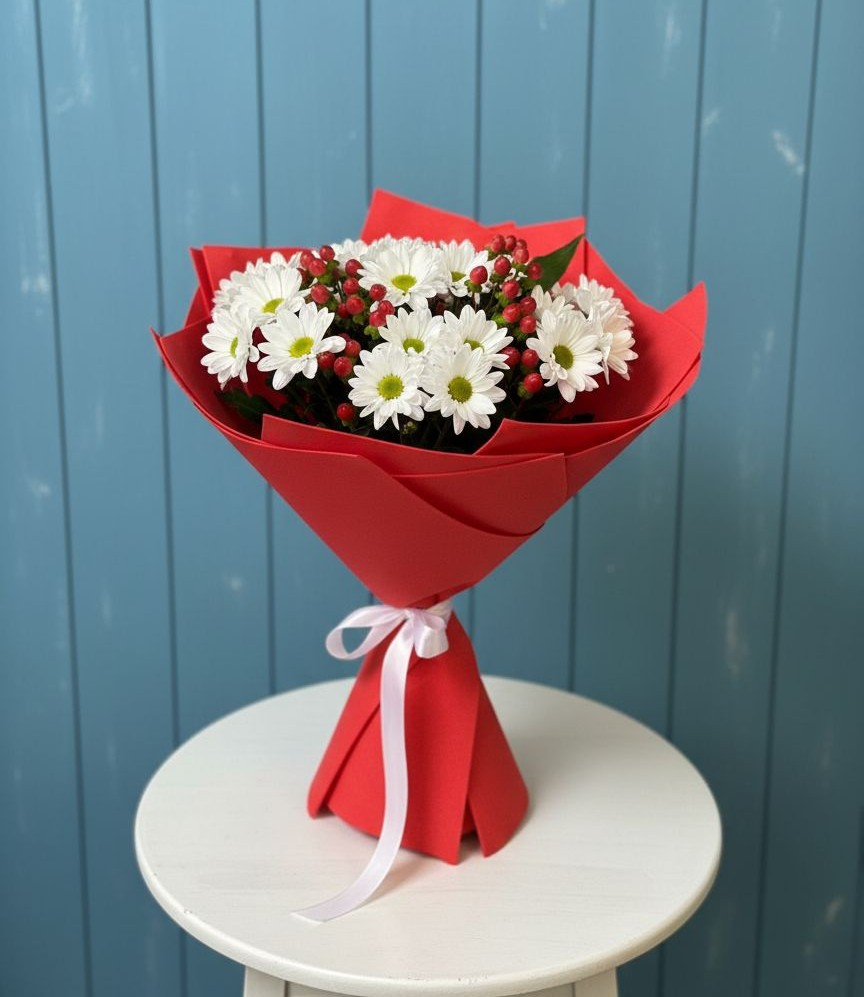 Букет цветов из: Хризантемы в Оранжереях