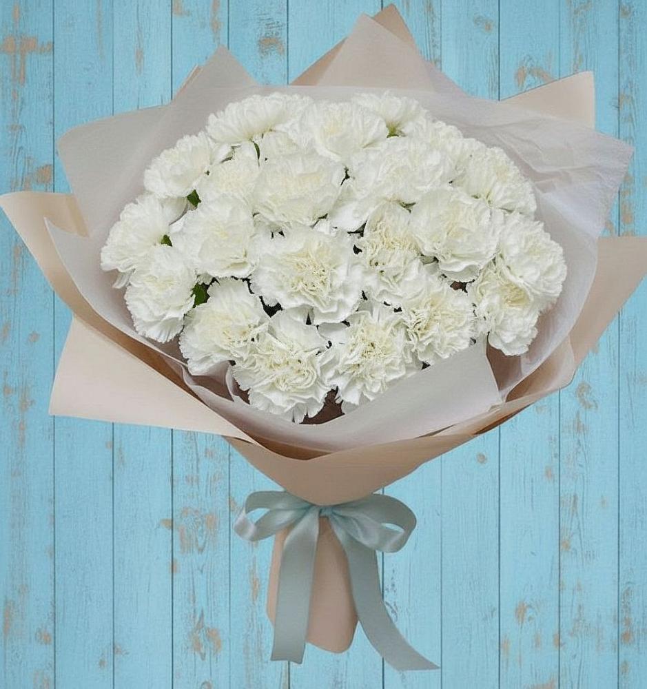 Букет цветов из: Гвоздики в Оранжереях