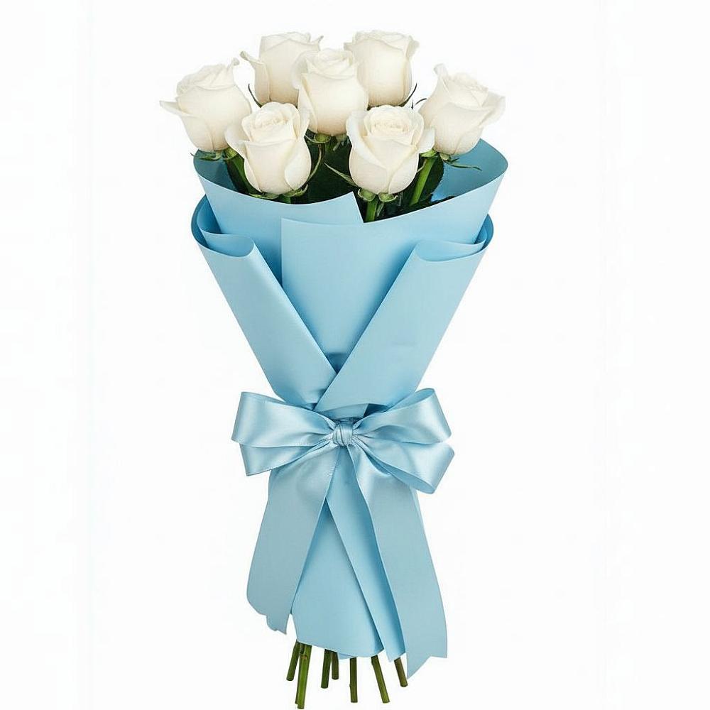 Букет 7 белых роз Проуд в Оранжереях