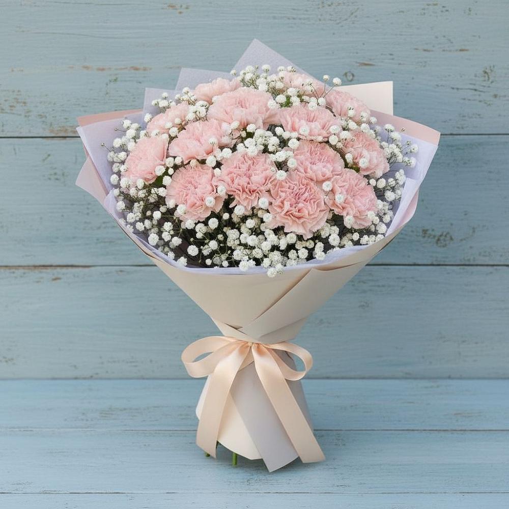 Букет цветов из: Гвоздики в Оранжереях