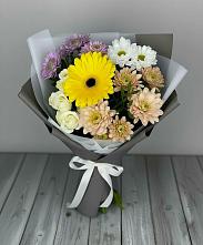 Букет цветов из:  Розы, Герберы и Хризантемы #REPLACE_PRED# Оранжереях