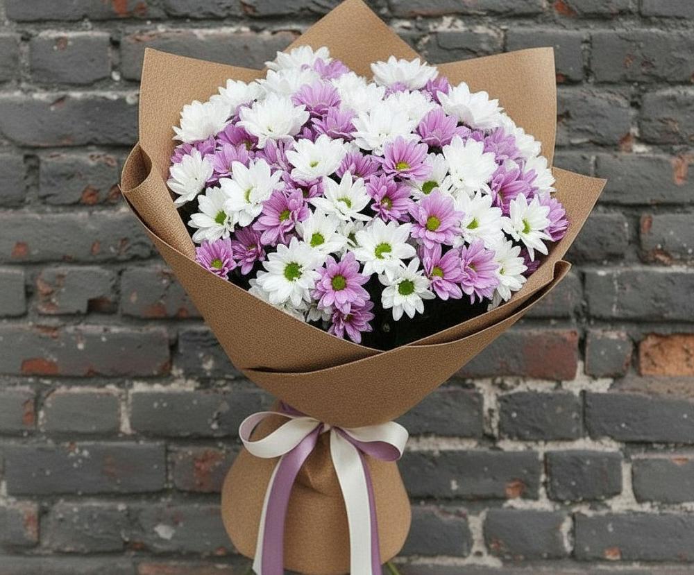 Букет цветов из: Хризантемы в Оранжереях