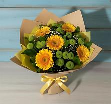 Букет цветов из:  Герберы и Хризантемы #REPLACE_PRED# Оранжереях