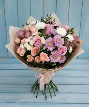 Букет цветов из:  Хризантемы, Розы и Альстромерии #REPLACE_PRED# Оранжереях