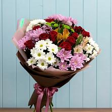 Букет цветов из:  Розы, Хризантемы и Альстромерии #REPLACE_PRED# Оранжереях