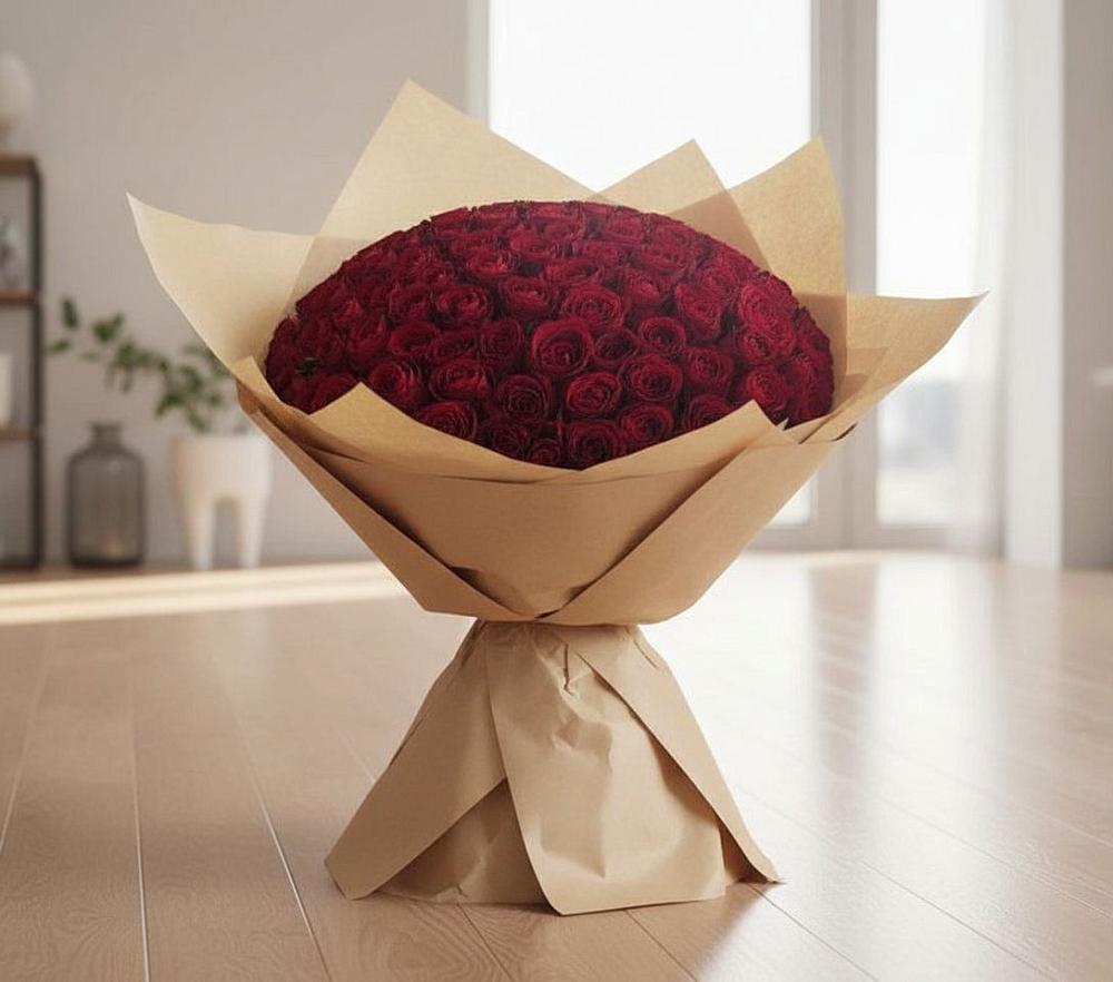 Букет 101 Красная роза в Оранжереях