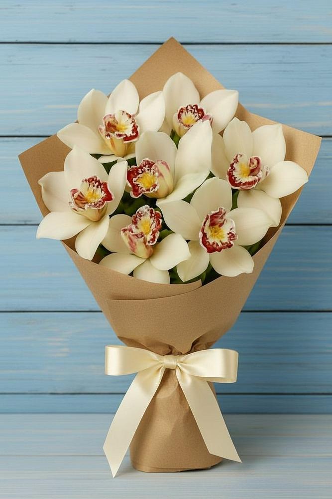 Букет цветов из: Орхидеи и Розы в Оранжереях