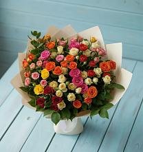 Букет Микс из разноцветных кустовых роз #REPLACE_PRED# Оранжереях