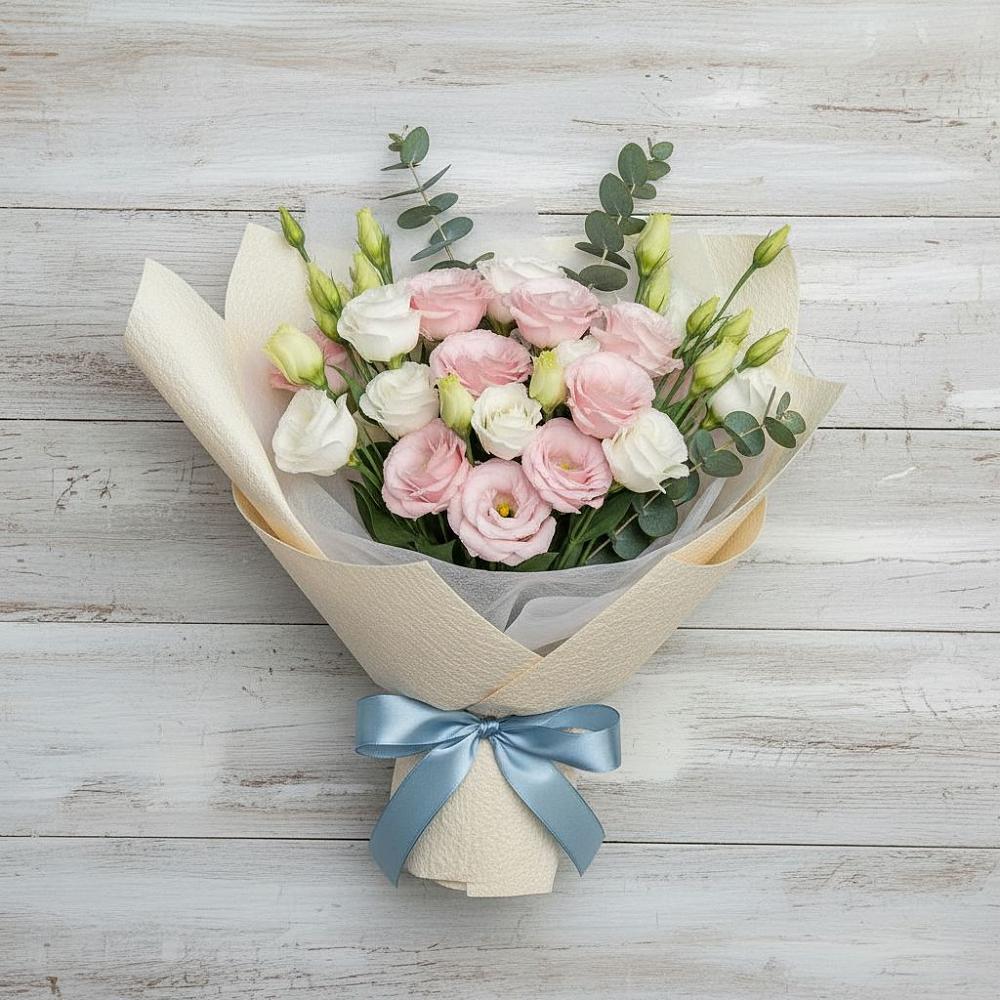 Букет цветов из: Лизиантусы в Оранжереях